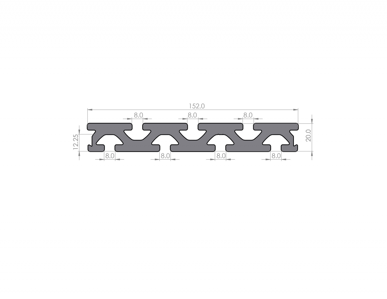 Aluminiumprofil 152x20 Nut 8 I-Typ